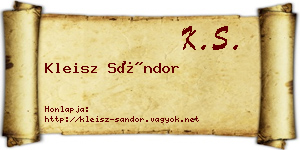 Kleisz Sándor névjegykártya